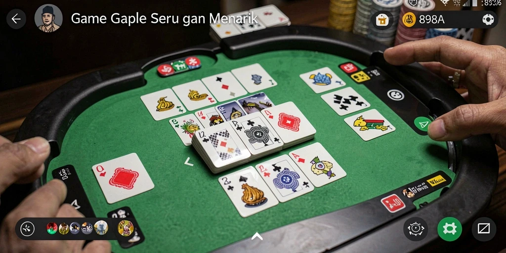 Tampilan seru gameplay Gaple di 898A dengan grafis menarik.