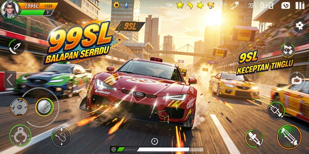 Gameplay Racing yang penuh aksi dan kecepatan tinggi.