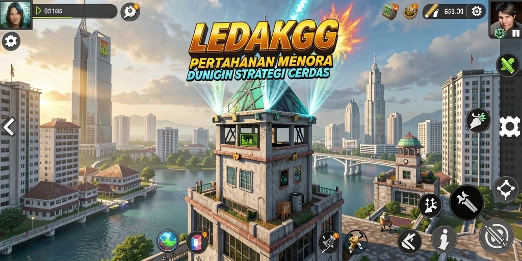 Tampilan gameplay menakjubkan dari LEDAKGG yang penuh strategi Tower Defense.