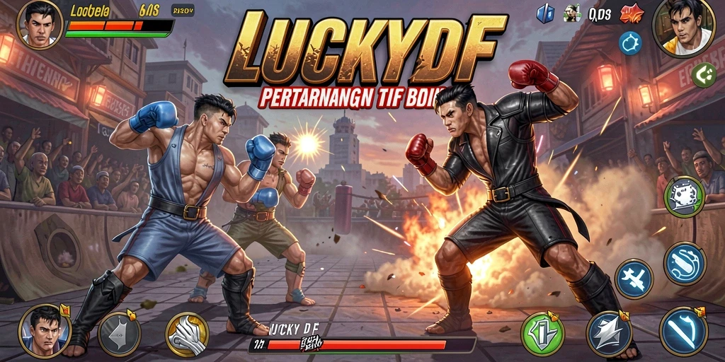 Screenshot gameplay LUCKYDF menampilkan aksi pertarungan yang mendebarkan.