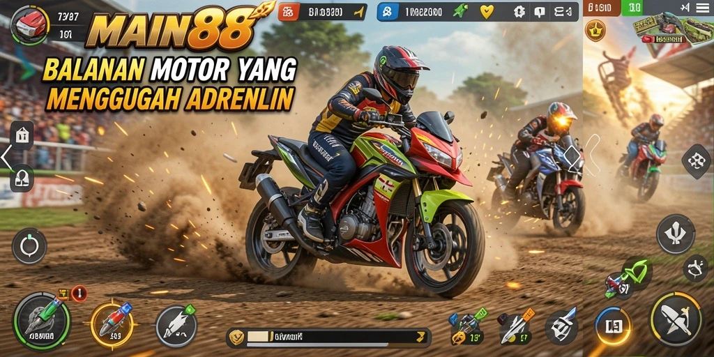 Gameplay seru di MAIN88 dengan aksi balapan motor yang mendebarkan.