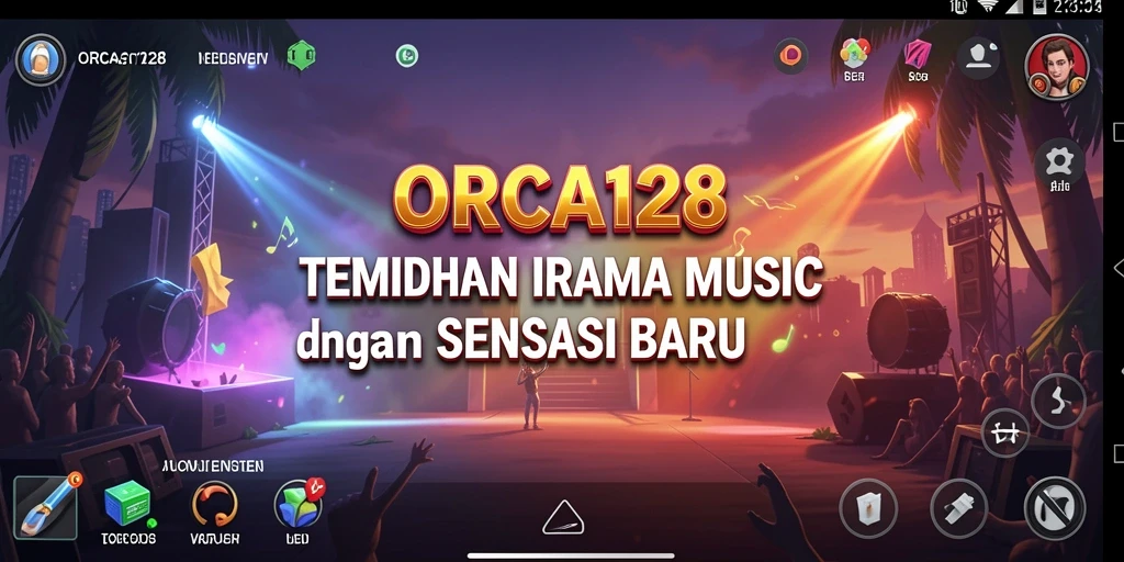 Tampilan gameplay ORCA128 dengan berbagai pilihan lagu yang menarik.