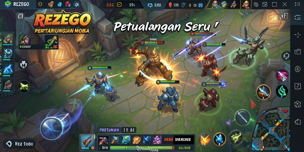 Gameplay seru dengan karakter unik dalam pertarungan MOBA.